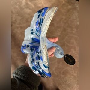 Murano Blue and Gold Art Glass Sculpture. NWT. Great gift!